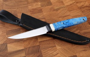 Нож Джур М390 рукоять G10 черная, рог лося, карельская береза синяя Нож Джур М390 рукоять G10 черная, рог лося, карельская береза синяя