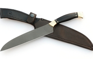 Кухонный нож Шеф №14 сталь Х12МФ рукоять черный граб латунь Кухонный нож Шеф №14 сталь Х12МФ рукоять черный граб латунь