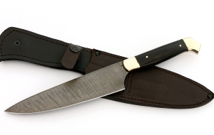 Нож Шеф №5 сталь дамаск, рукоять черный граб латунь Нож Шеф №5 сталь дамаск, рукоять черный граб латунь