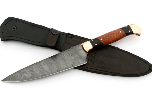 Нож Шеф №5 сталь дамаск, рукоять черный граб, бубинга Нож Шеф №5 сталь дамаск, рукоять черный граб, бубинга