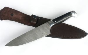 Нож Шеф №5 сталь дамаск, рукоять черный граб дюраль Нож Шеф №5 сталь дамаск, рукоять черный граб дюраль