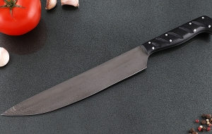 Кухонный нож Шеф №1 сталь Х12МФ, рукоять черный акрил Кухонный нож Шеф №1 сталь Х12МФ, рукоять черный акрил