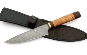 Нож Шеф №6 сталь дамаск, рукоять береста Нож Шеф №6 сталь дамаск, рукоять береста