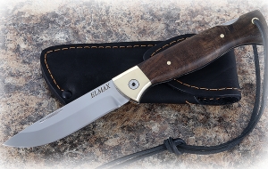 Нож складной Лиса, сталь Elmax, рукоять накладки карельская береза стабилизированная коричневая Нож складной Лиса, сталь Elmax, рукоять накладки карельская береза стабилизированная коричневая