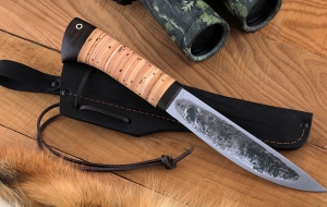 Нож Народа севера 2 малый сталь Х12МФ кованый дол рукоять береста Нож Народа севера 2 малый сталь Х12МФ кованый дол рукоять береста