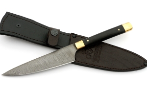 Нож Шеф №6 сталь дамаск, рукоять черный граб, латунь Нож Шеф №6 сталь дамаск, рукоять черный граб, латунь