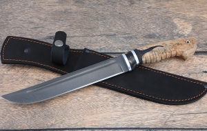 Нож казачий Пластун, сталь Х12МФ, рукоять карельская береза резная акрил коричневый Нож казачий Пластун, сталь Х12МФ, рукоять карельская береза резная акрил коричневый