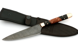 Нож Шеф №6 сталь дамаск, рукоять черный граб, бубинга Нож Шеф №6 сталь дамаск, рукоять черный граб, бубинга