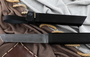 Нож Тантуха-3 сталь дамаск, рукоять и ножны черный граб Нож Тантуха-3 сталь дамаск, рукоять и ножны черный граб