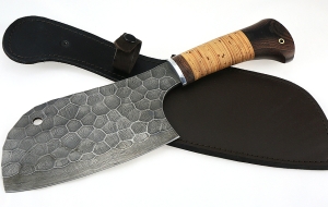 Тяпка №2 сталь дамаск,полный камень рукоять береста дюраль Тяпка №2 сталь дамаск,полный камень рукоять береста дюраль