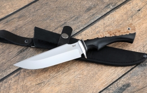 Нож Алтай-2 сталь 95х18, рукоять карельская береза акрил черный Нож Алтай-2 сталь 95х18, рукоять карельская береза акрил черный