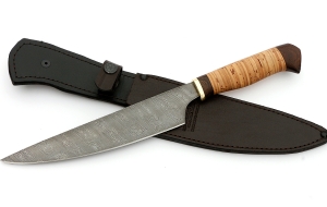 Нож Шеф №8 сталь дамаск, рукоять береста Нож Шеф №8 сталь дамаск, рукоять береста