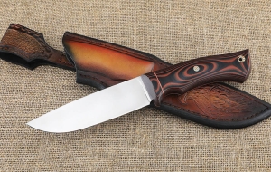 Нож Нептун сталь Sandvik 12C27, рукоять микарта красная  Нож Нептун сталь Sandvik 12C27, рукоять микарта красная