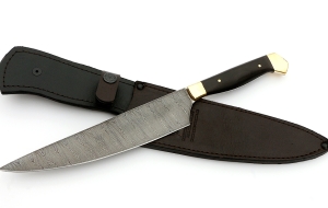 Нож Шеф №8 сталь дамаск, рукоять черный граб, латунь Нож Шеф №8 сталь дамаск, рукоять черный граб, латунь