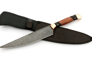 Нож Шеф №8 сталь дамаск, рукоять черный граб, бубинга Нож Шеф №8 сталь дамаск, рукоять черный граб, бубинга