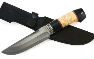 Нож Аллигатор сталь булат, рукоять черный граб-карельская береза, мельхиор Нож Аллигатор сталь булат, рукоять черный граб-карельская береза, мельхиор