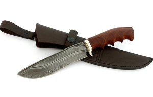 Нож Сибиряк сталь дамаск-долы, рукоять резная, бубинга Нож Сибиряк сталь дамаск-долы, рукоять резная, бубинга