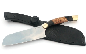 Нож Шеф №15 сталь Elmax рукоять черный граб карельская береза латунь Нож Шеф №15 сталь Elmax рукоять черный граб карельская береза латунь