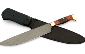 Кухонный нож Шеф №1 сталь Х12МФ, рукоять бубинга, венге Кухонный нож Шеф №1 сталь Х12МФ, рукоять бубинга, венге