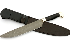 Нож Шеф №1 сталь Х12МФ, рукоять черный граб, латунь Нож Шеф №1 сталь Х12МФ, рукоять черный граб, латунь