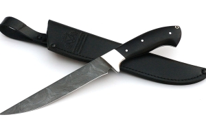 Нож Филейка цельнометаллическая, большая, сталь дамаск, рукоять черный граб Нож Филейка цельнометаллическая, большая, сталь дамаск, рукоять черный граб