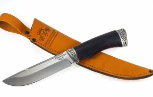 Нож из стали S390 Барракуда рукоять карельская береза стабилизированная фиолетовая, мельхиор Нож из стали S390 Барракуда рукоять карельская береза стабилизированная фиолетовая, мельхиор