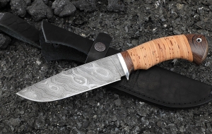 Нож Нептун сталь дамаск, рукоять береста Нож Нептун сталь дамаск, рукоять береста