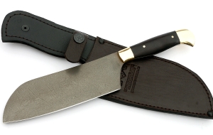 Кухонный нож Шеф №2 сталь Х12МФ, рукоять черный граб латунь Кухонный нож Шеф №2 сталь Х12МФ, рукоять черный граб латунь