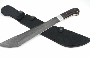 Нож Мачете №5 с пилой, сталь дамаск, рукоять венге Нож Мачете №5 с пилой, сталь дамаск, рукоять венге