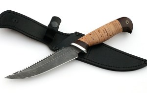 Нож Рыболов-6 сталь дамаск рукоять береста Нож Рыболов-6 сталь дамаск рукоять береста