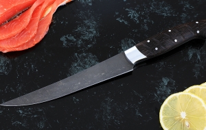 Нож Филейка цельнометаллическая, средняя, сталь Х12МФ, рукоять венге с дюралью Нож Филейка цельнометаллическая, средняя, сталь Х12МФ, рукоять венге с дюралью