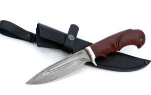 Нож Походный сталь дамаск-долы, рукоять бубинга резная Нож Походный сталь дамаск-долы, рукоять бубинга резная