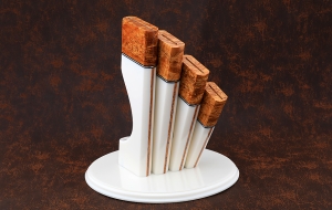 Подставка для ножей акрил белый коричневая карельская береза Подставка для ножей акрил белый коричневая карельская береза