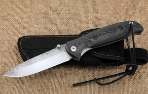 Нож складной Корвет сталь дамаск нержавеющий накладки карбон Нож складной Корвет сталь дамаск нержавеющий накладки карбон