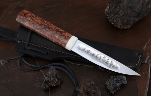 Нож Народа севера 2 сталь Х12МФ кованый дол рукоять карельская береза коричневая Нож Народа севера 2 сталь Х12МФ кованый дол рукоять карельская береза коричневая