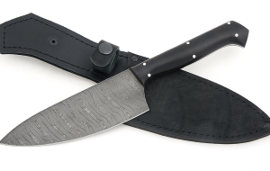 Кухонный нож Шеф №4 сталь дамаск, рукоять черный граб Кухонный нож Шеф №4 сталь дамаск, рукоять черный граб