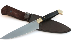 Кухонный нож Шеф №5 сталь Elmax рукоять черный граб, латунь Кухонный нож Шеф №5 сталь Elmax рукоять черный граб, латунь