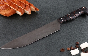 Кухонный нож Шеф №1 сталь Х12МФ, рукоять коричневый акрил Кухонный нож Шеф №1 сталь Х12МФ, рукоять коричневый акрил