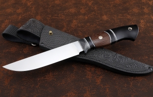 Нож Засапожный Х12МФ - сатин рукоять карбон венге черный граб Нож Засапожный Х12МФ - сатин рукоять карбон венге черный граб