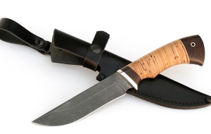 Нож Русак сталь дамаск, рукоять береста Нож Русак сталь дамаск, рукоять береста