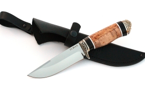 Нож Анчар сталь Elmax, рукоять черный граб-карельская береза,мельхиор Нож Анчар сталь Elmax, рукоять черный граб-карельская береза,мельхиор