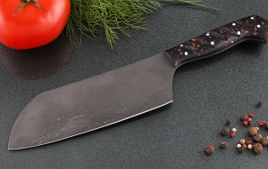 Кухонный нож Шеф №2 сталь Х12МФ, рукоять коричневый акрил Кухонный нож Шеф №2 сталь Х12МФ, рукоять коричневый акрил