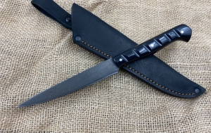 Кухонный нож №7 цельнометаллический сталь х12мф, накладки акрил черный (распродажа) Кухонный нож №7 цельнометаллический сталь х12мф, накладки акрил черный (распродажа)