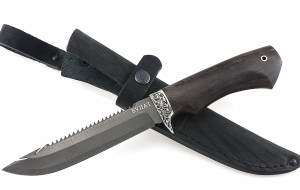 Нож Рыболов-4 сталь булат, рукоять карельская береза стабилизированная коричневая, мельхиор 1 Нож Рыболов-4 сталь булат, рукоять карельская береза стабилизированная коричневая, мельхиор 1