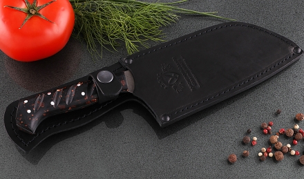 Кухонный нож Шеф №2 сталь Х12МФ, рукоять коричневый акрил Кухонный нож Шеф №2 сталь Х12МФ, рукоять коричневый акрил